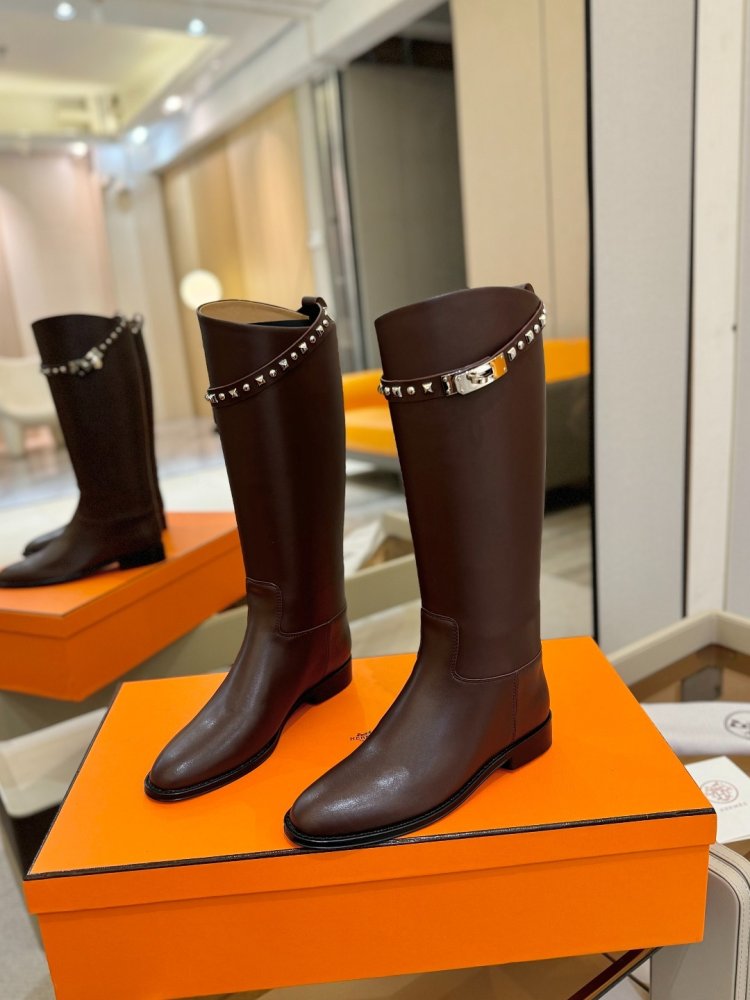 Сапоги Hermes Justine кожаные женские фото 3