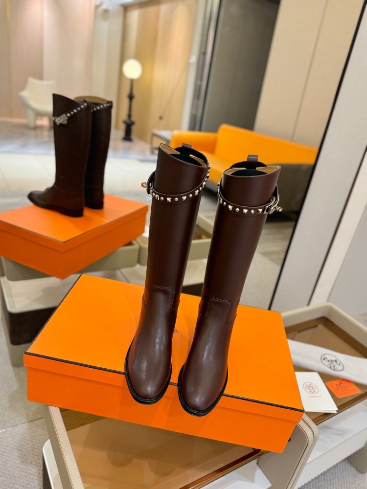 Сапоги Hermes Justine кожаные женские фото 4