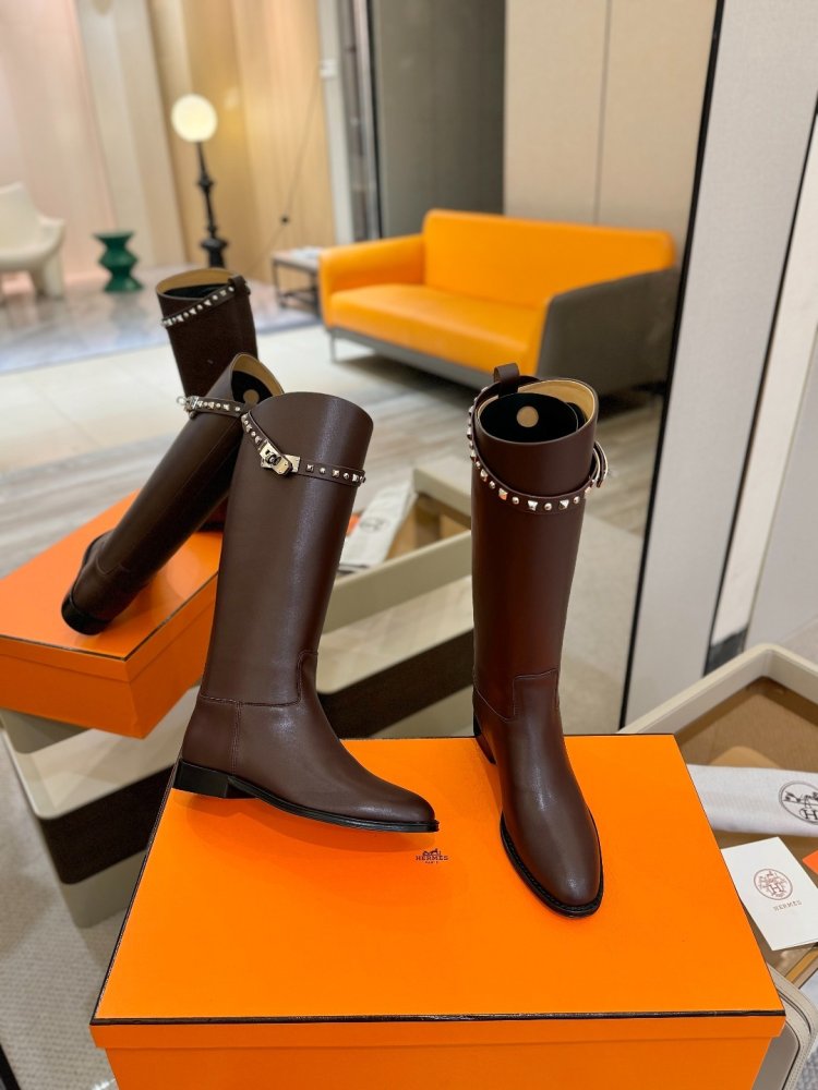 Сапоги Hermes Justine кожаные женские фото 5