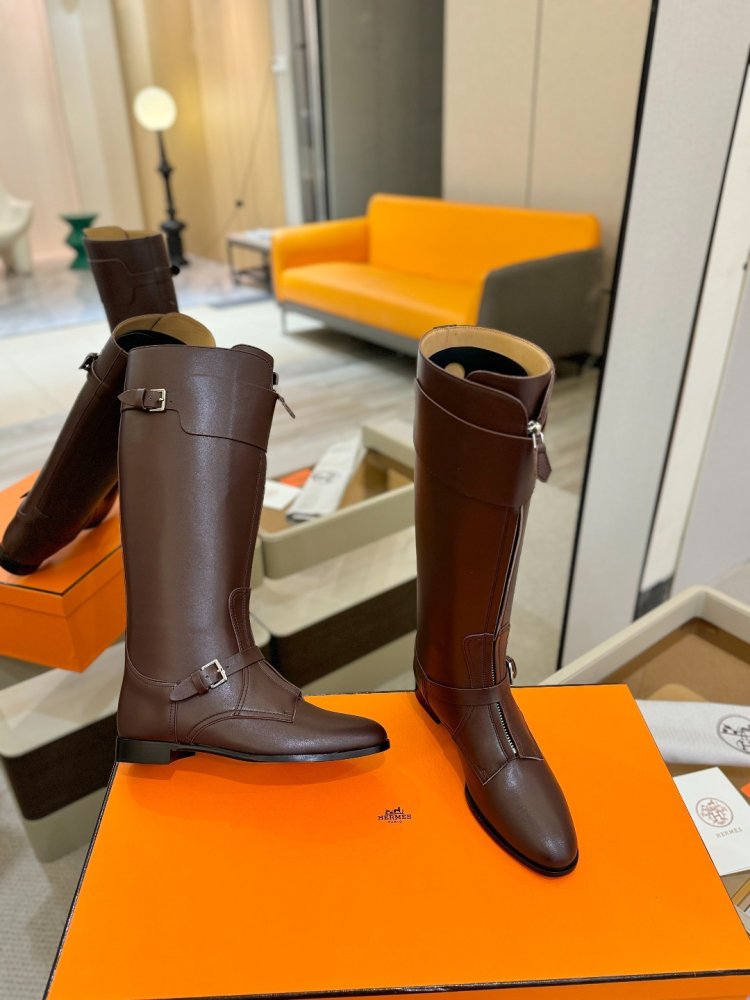 Сапоги Hermes Justine кожаные женские фото 6