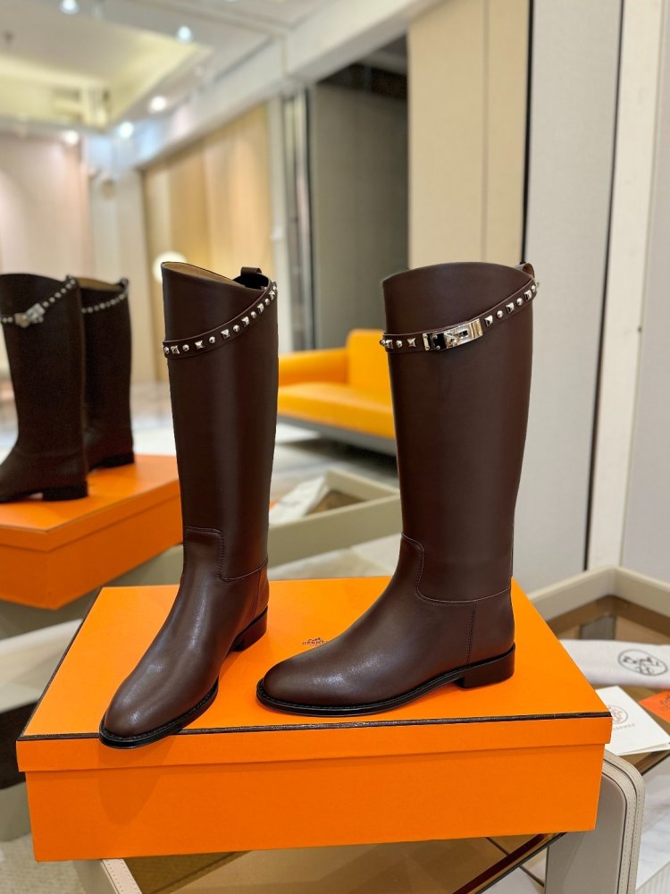 Сапоги Hermes Justine кожаные женские фото 6