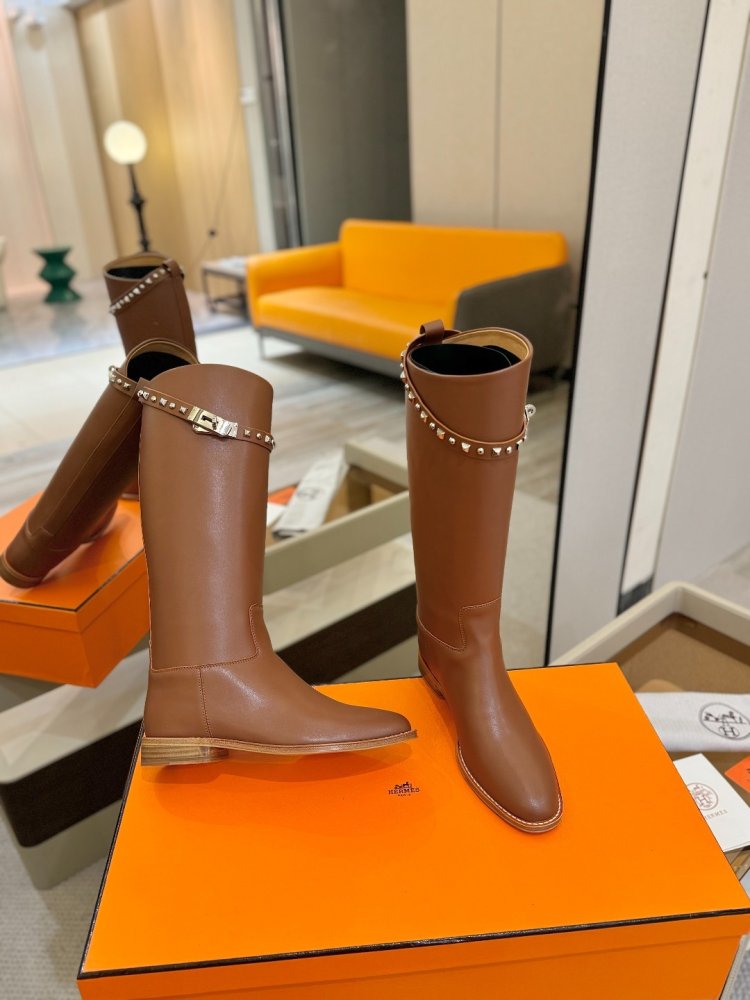 Сапоги Hermes Justine кожаные женские фото 6