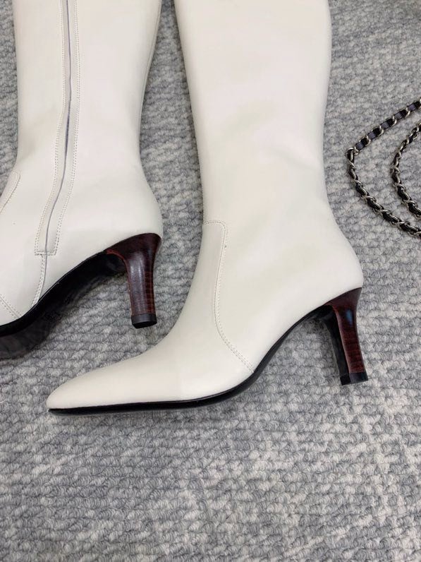 Сапоги кожаные белые женские фото 6