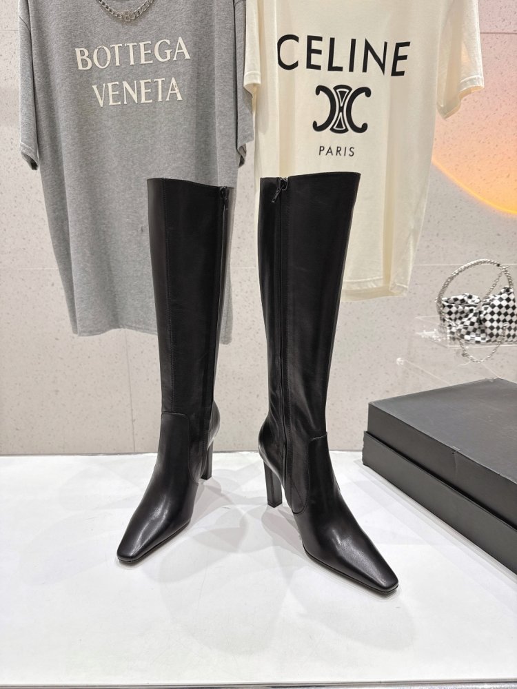 Сапоги кожаные на высоком каблуке фото 2