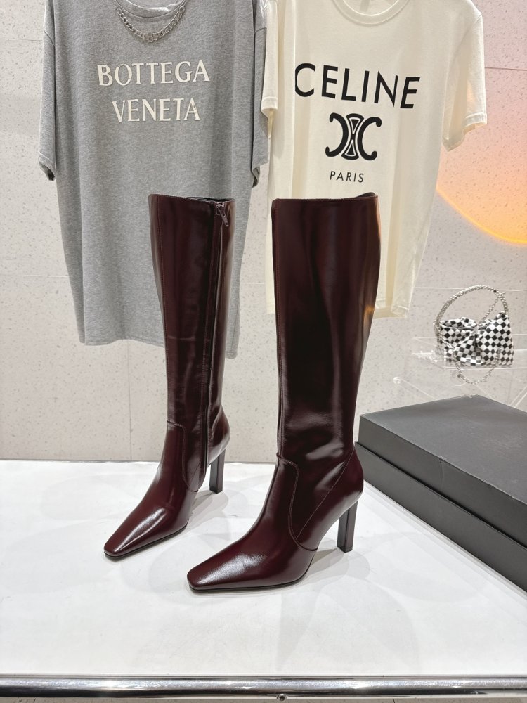 Сапоги кожаные на высоком каблуке фото 3