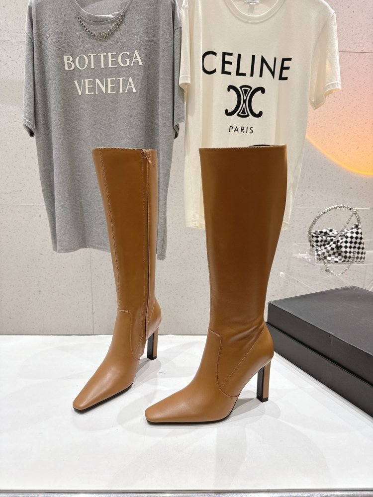 Сапоги кожаные на высоком каблуке фото 3