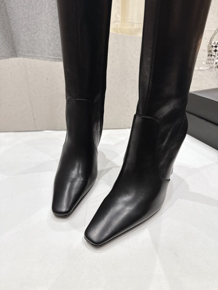 Сапоги кожаные на высоком каблуке фото 7