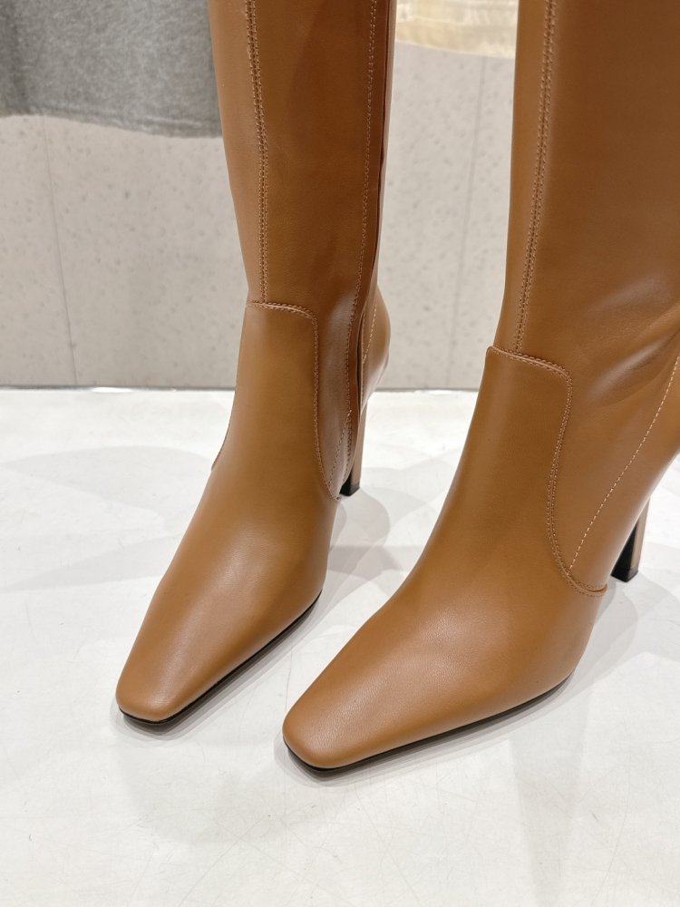 Сапоги кожаные на высоком каблуке фото 7