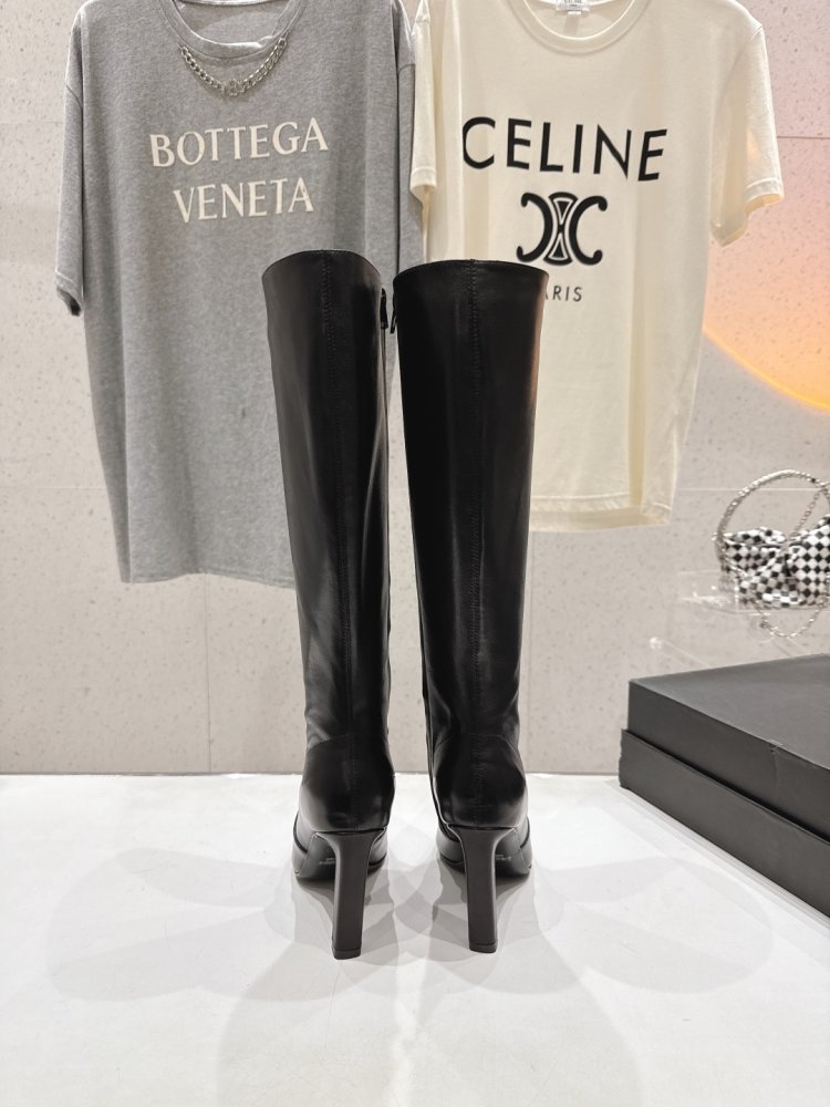 Сапоги кожаные на высоком каблуке фото 8