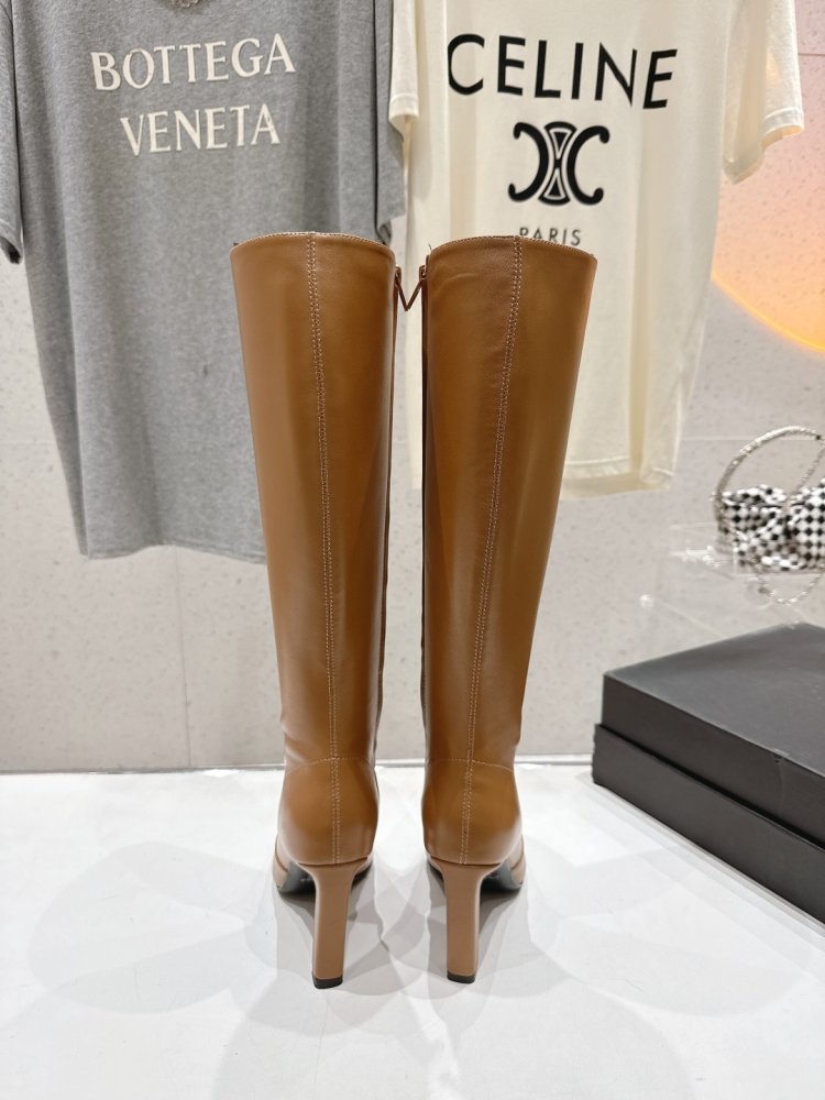 Сапоги кожаные на высоком каблуке фото 8