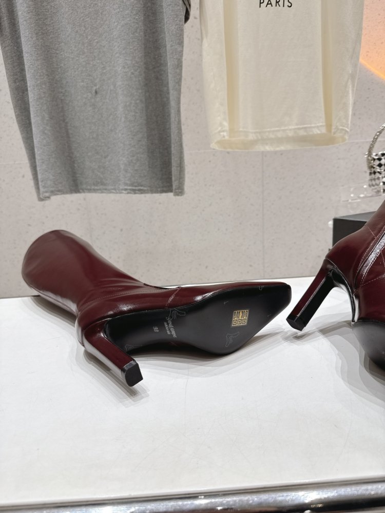 Сапоги кожаные на высоком каблуке фото 9