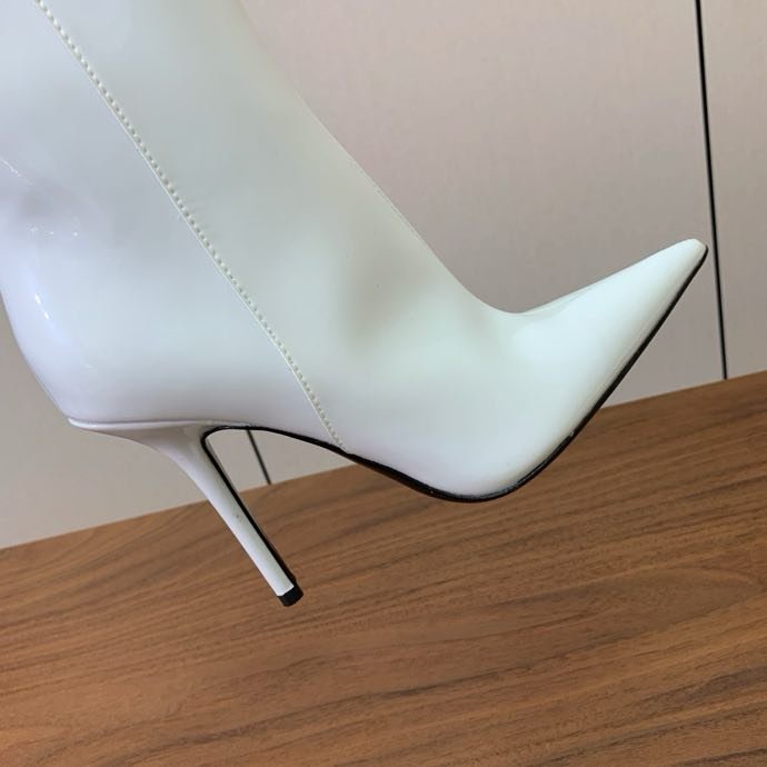 Сапоги кожаные с острым носком и высоким каблуком фото 6