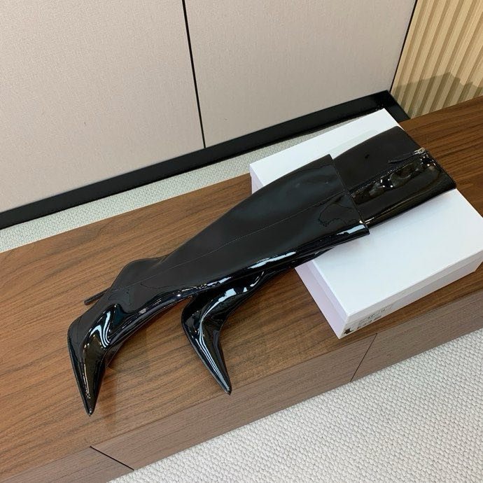 Сапоги кожаные с острым носком и высоким каблуком фото 7