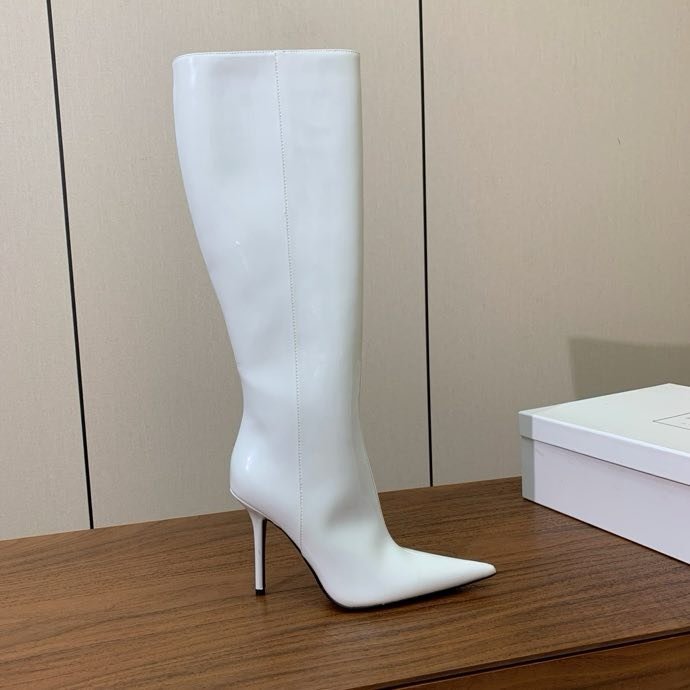 Сапоги кожаные с острым носком и высоким каблуком фото 7