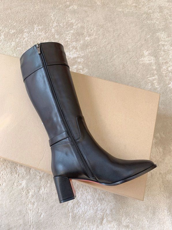 Сапоги кожаные женские на каблуке фото 8