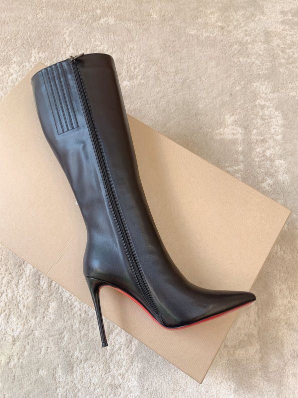 Boots leather women's on stud фото 5