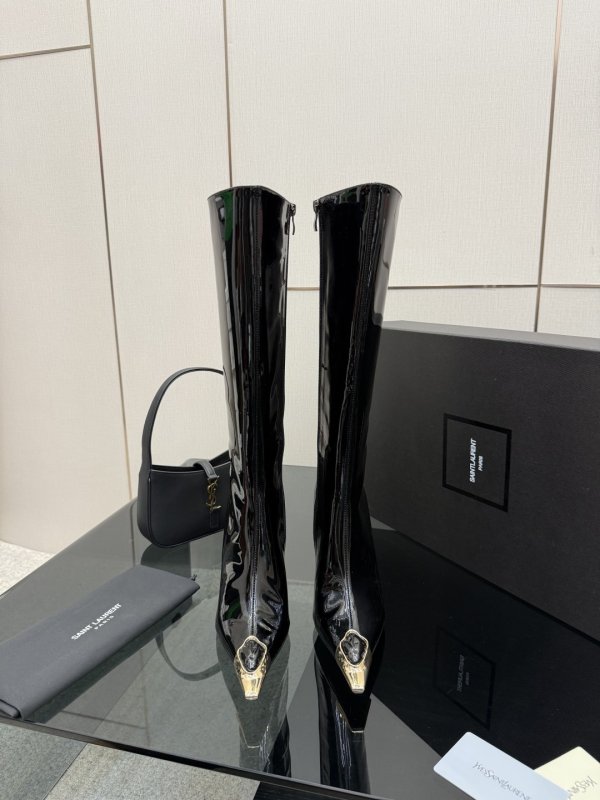 Чоботи на високому підборах з металевим носком фото 2