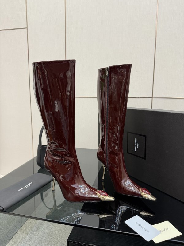Чоботи на високому підборах з металевим носком фото 4
