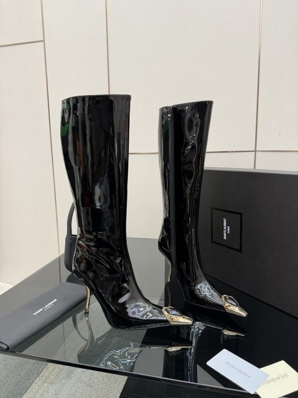 Чоботи на високому підборах з металевим носком фото 4