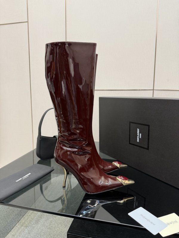 Чоботи на високому підборах з металевим носком фото 7
