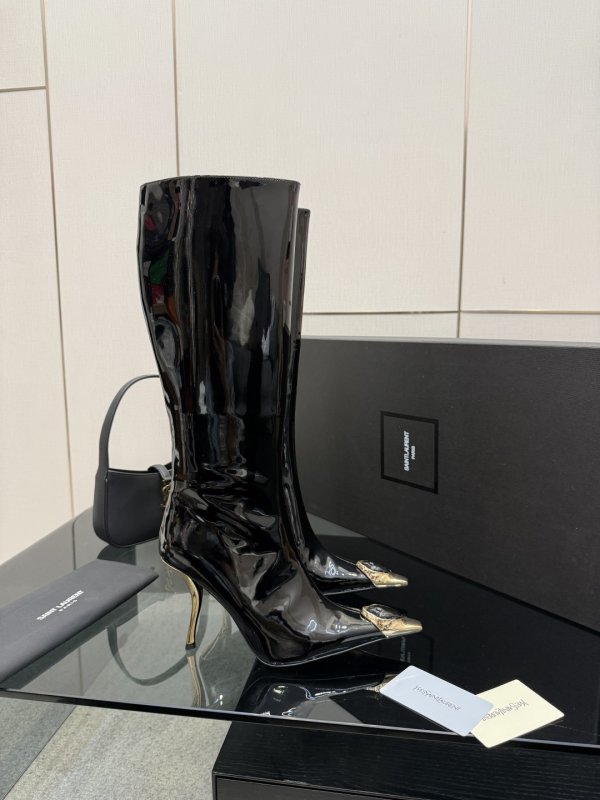 Чоботи на високому підборах з металевим носком фото 7