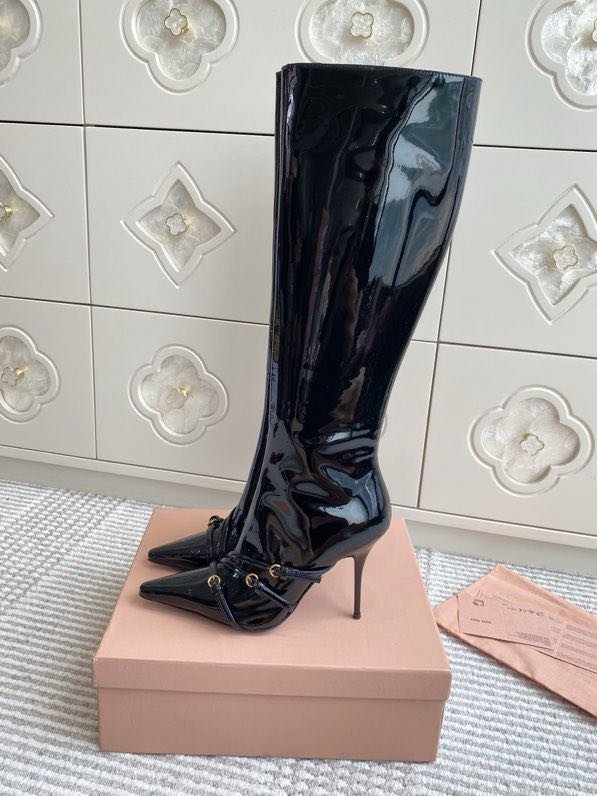 Сапоги с острым носком и высоким каблуком Cat Heel