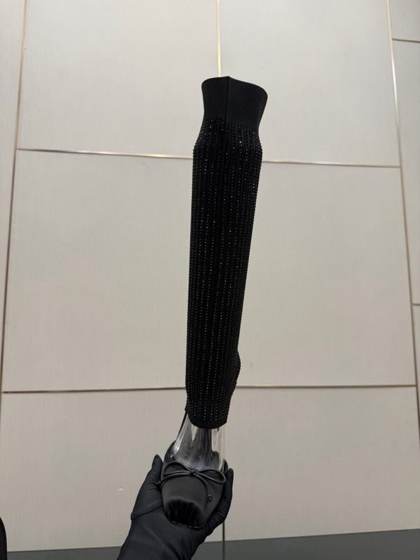 Сапоги с вязаным верхом на высоком каблуке фото 8