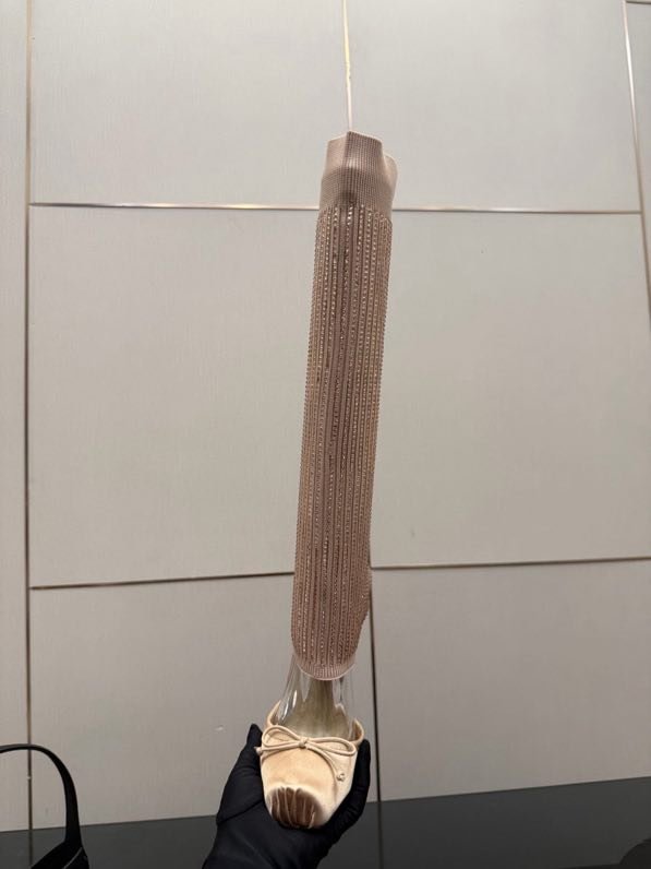 Сапоги с вязаным верхом на высоком каблуке фото 9