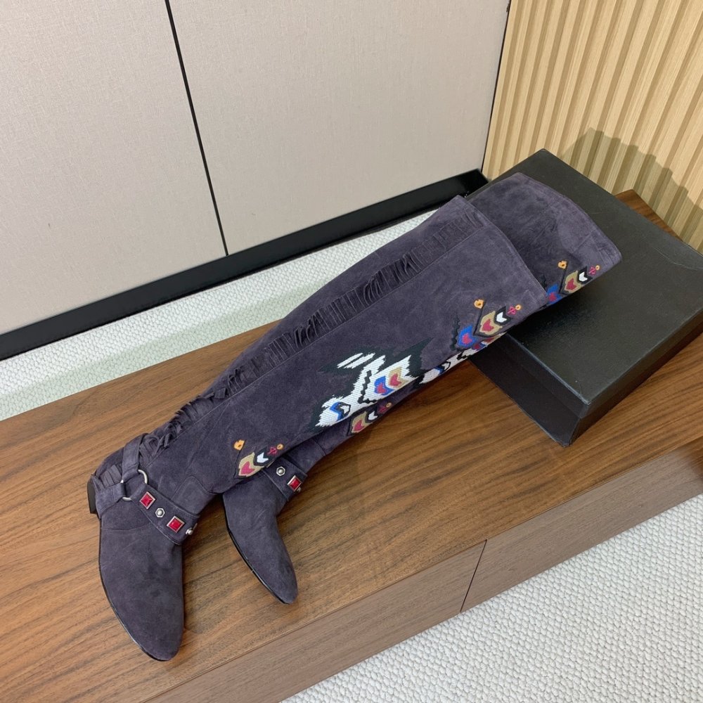 Сапоги высокие замшевые женские