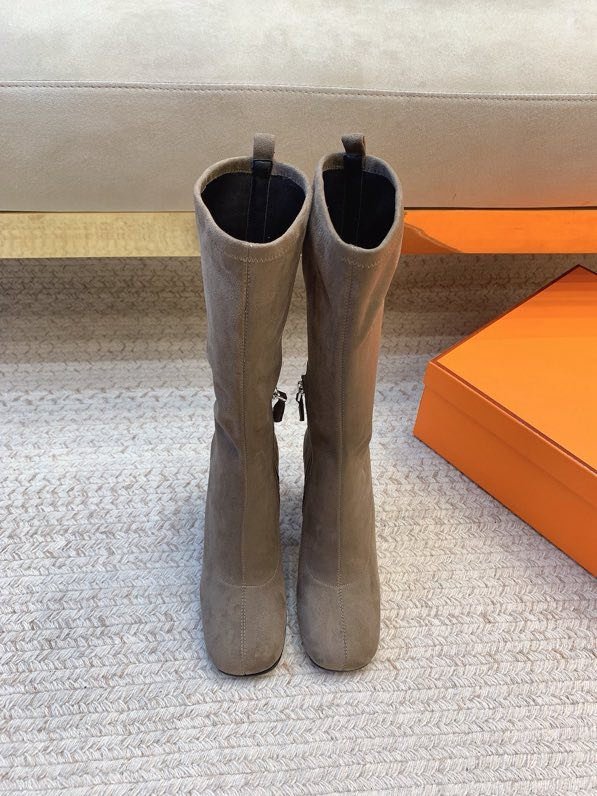 Сапоги замшевые на высоком каблуке фото 3