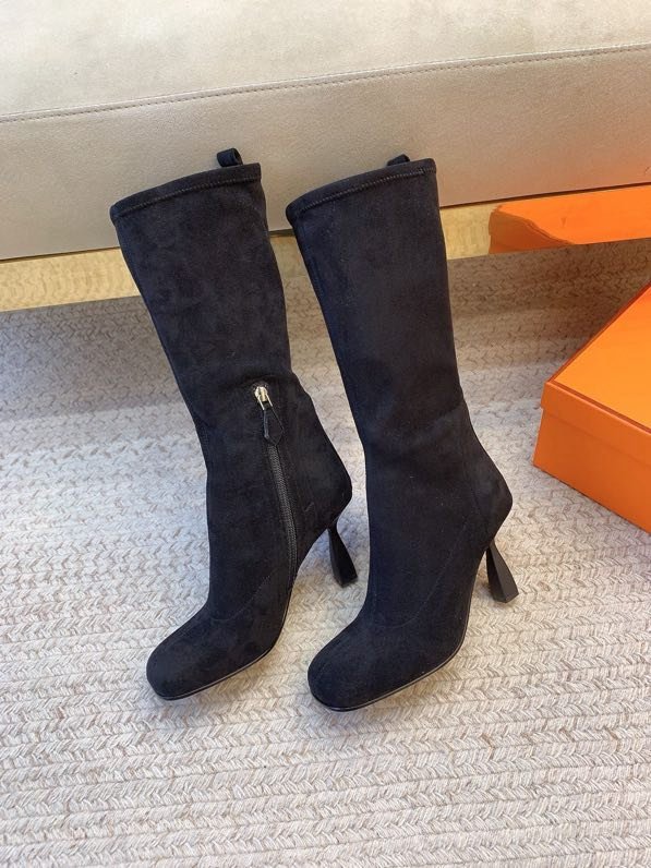 Сапоги замшевые на высоком каблуке фото 3