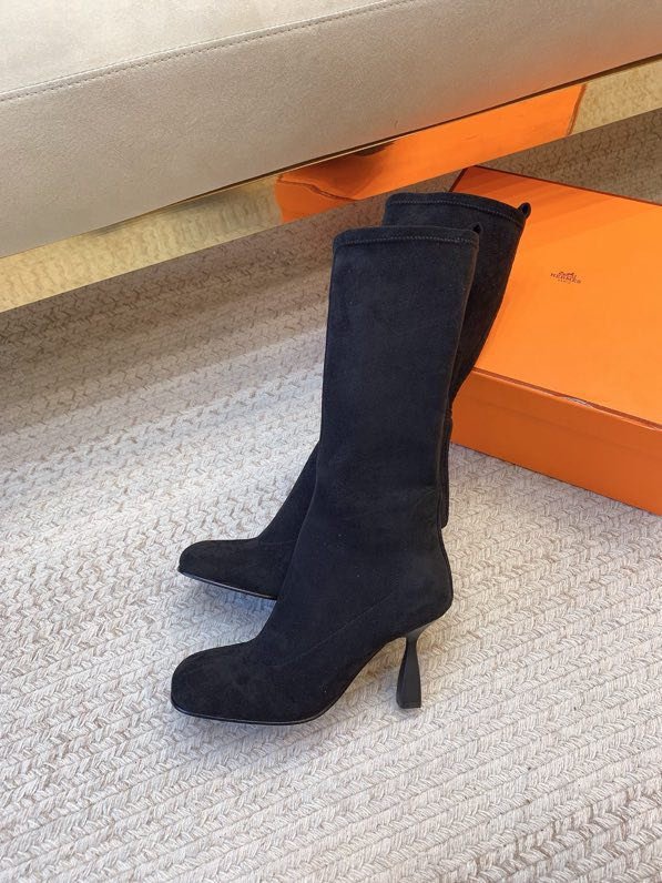 Сапоги замшевые на высоком каблуке фото 4