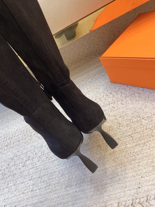 Сапоги замшевые на высоком каблуке фото 5