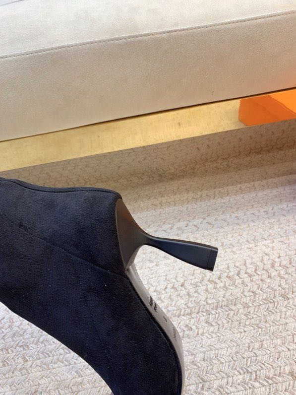 Сапоги замшевые на высоком каблуке фото 6