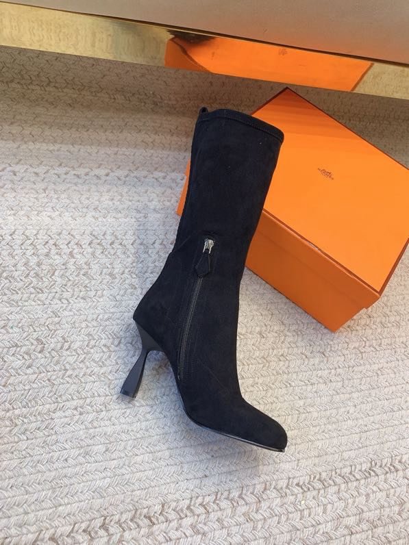 Сапоги замшевые на высоком каблуке фото 9