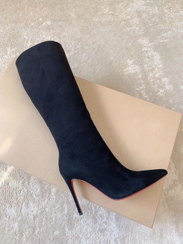 Сапоги замшевые женские на шпильке фото 3