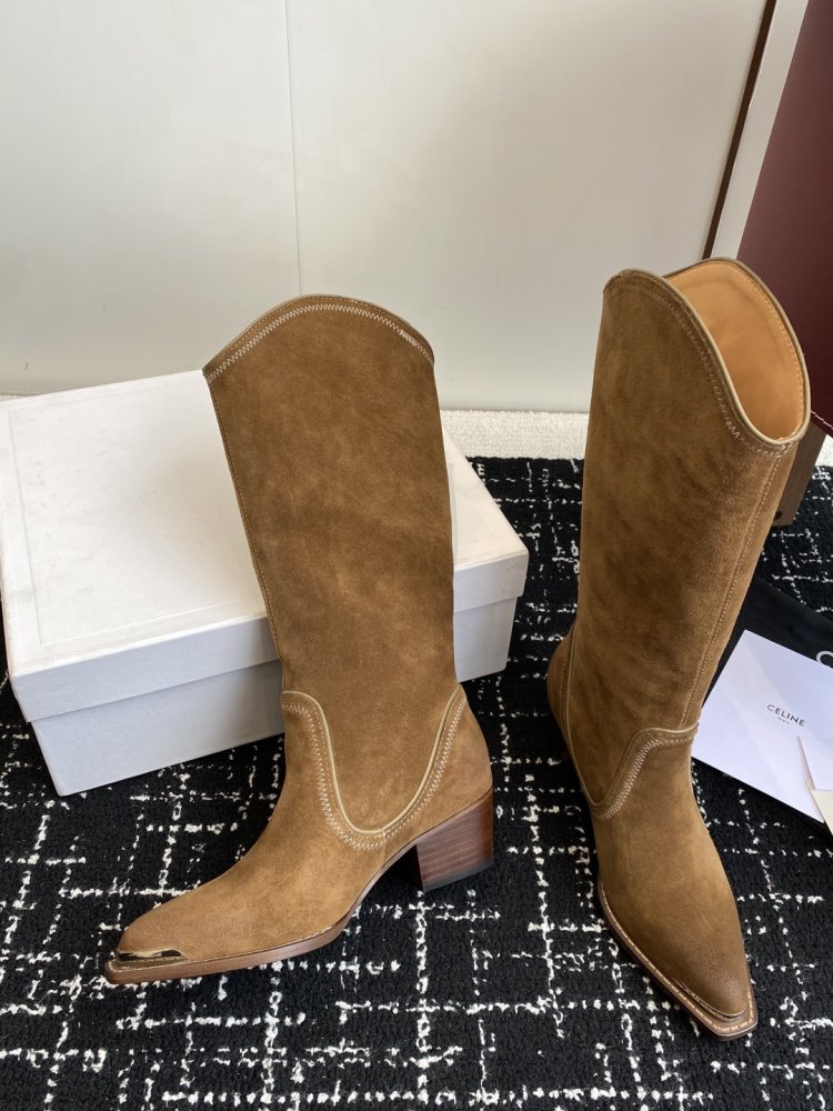 Чоботи жіночі шкіряні на масивному підборах з гострим носком фото 6