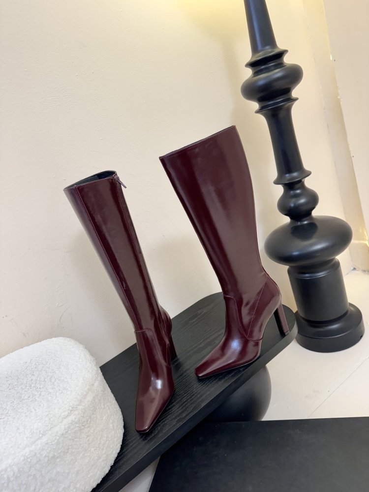 Сапоги женские на высоком каблуке с боковой молнией фото 3