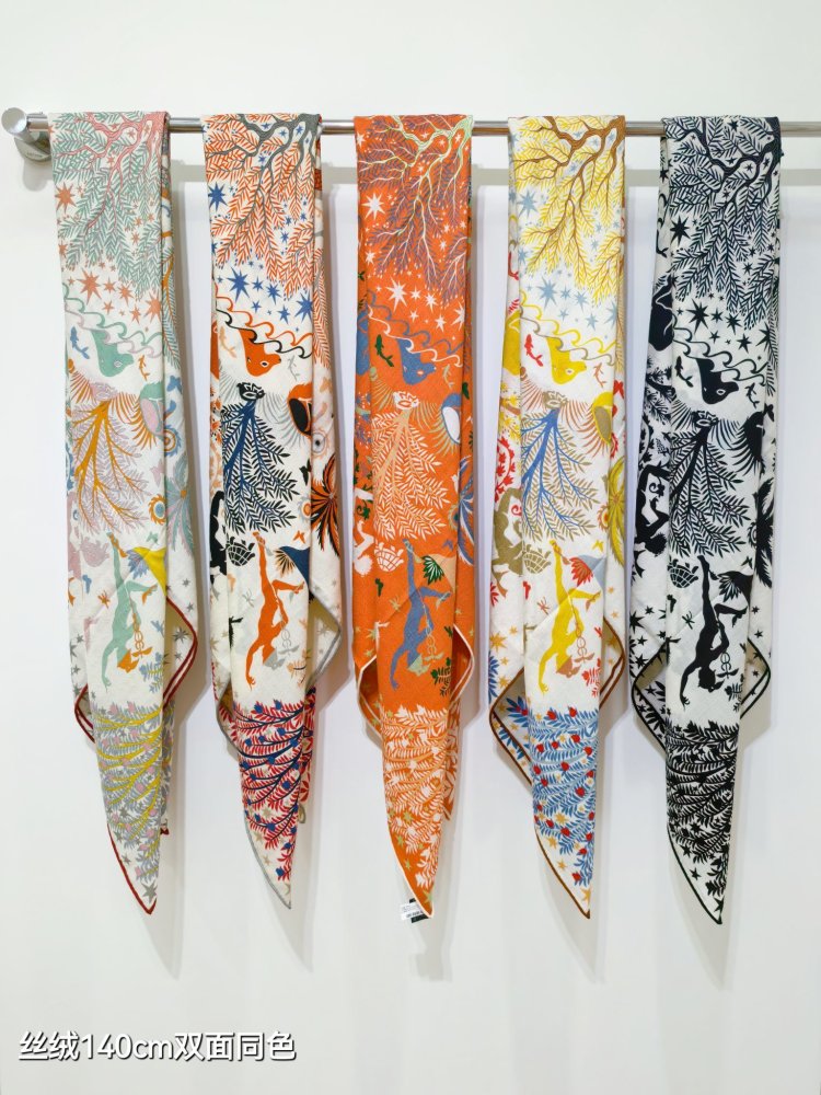 Шарф из шелка и кашемира 140х140 см фото 10