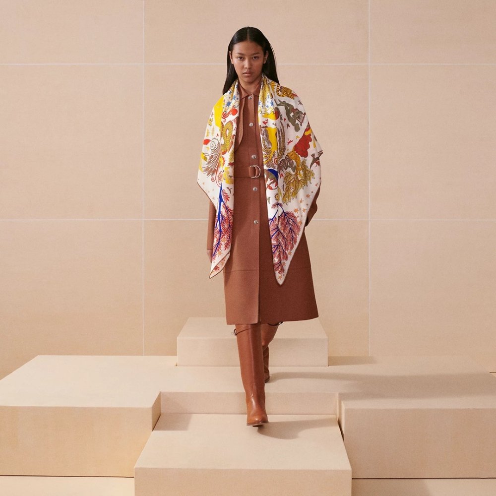 Шарф из шелка и кашемира 140х140 см фото 2