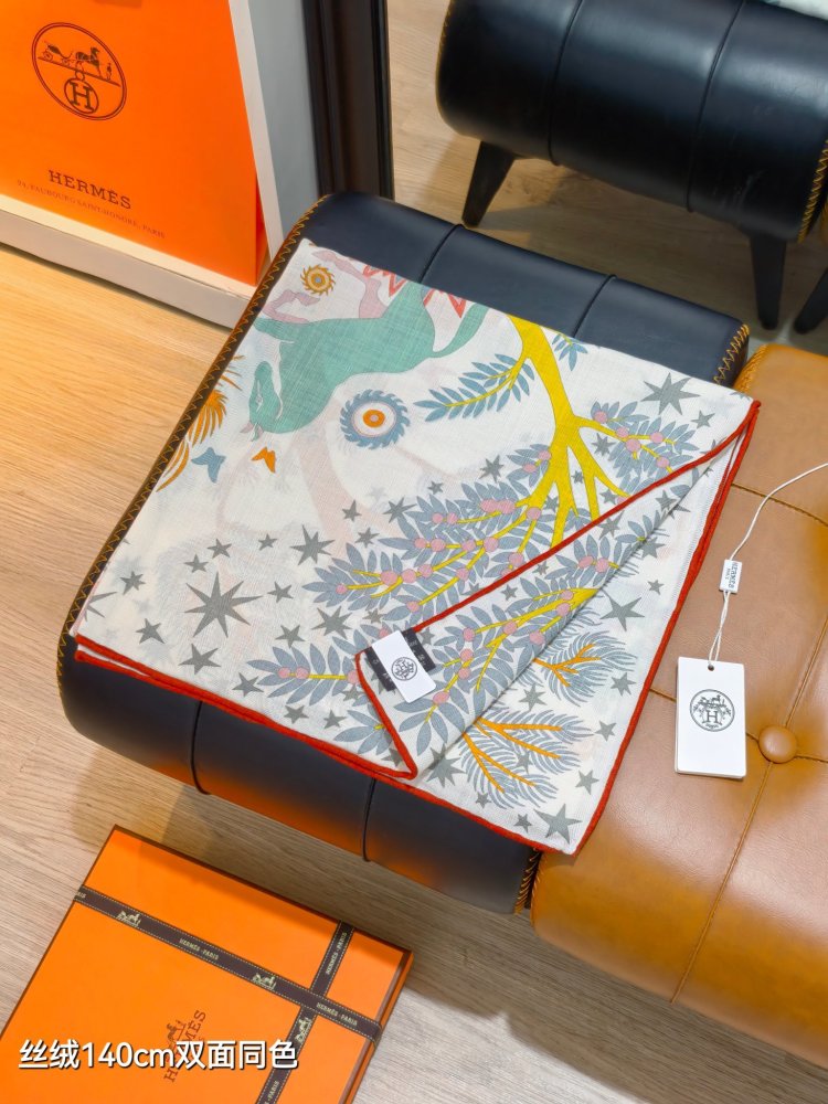 Шарф из шелка и кашемира 140х140 см фото 4