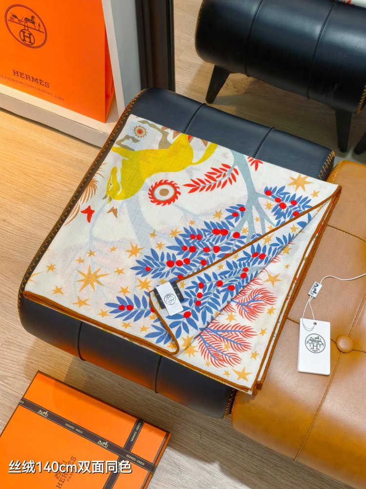 Шарф из шелка и кашемира 140х140 см фото 4