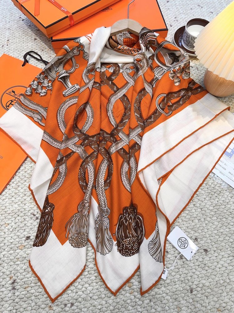 Шарф из шелка и кашемира 140х140 см фото 5