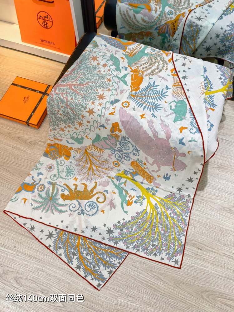 Шарф из шелка и кашемира 140х140 см фото 5