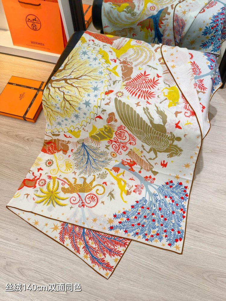 Шарф из шелка и кашемира 140х140 см фото 5