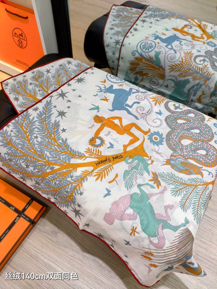 Шарф из шелка и кашемира 140х140 см фото 6