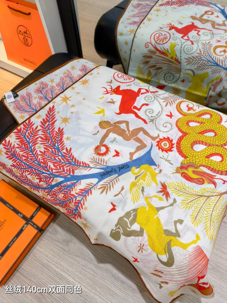 Шарф из шелка и кашемира 140х140 см фото 6