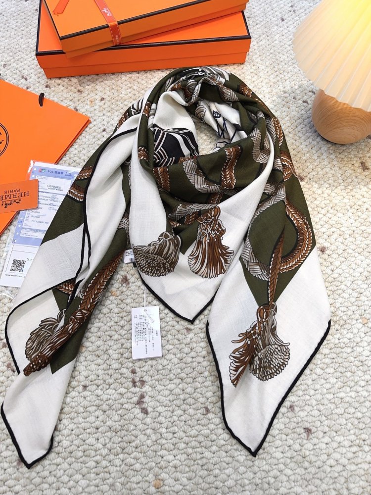 Шарф из шелка и кашемира 140х140 см фото 7