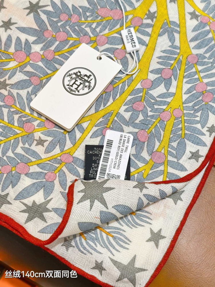 Шарф из шелка и кашемира 140х140 см фото 7