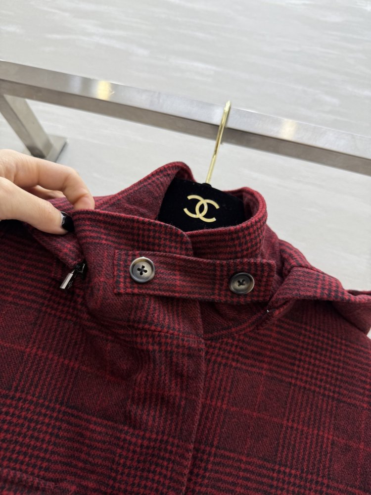 Woolen plaid jacket from hood фото 2